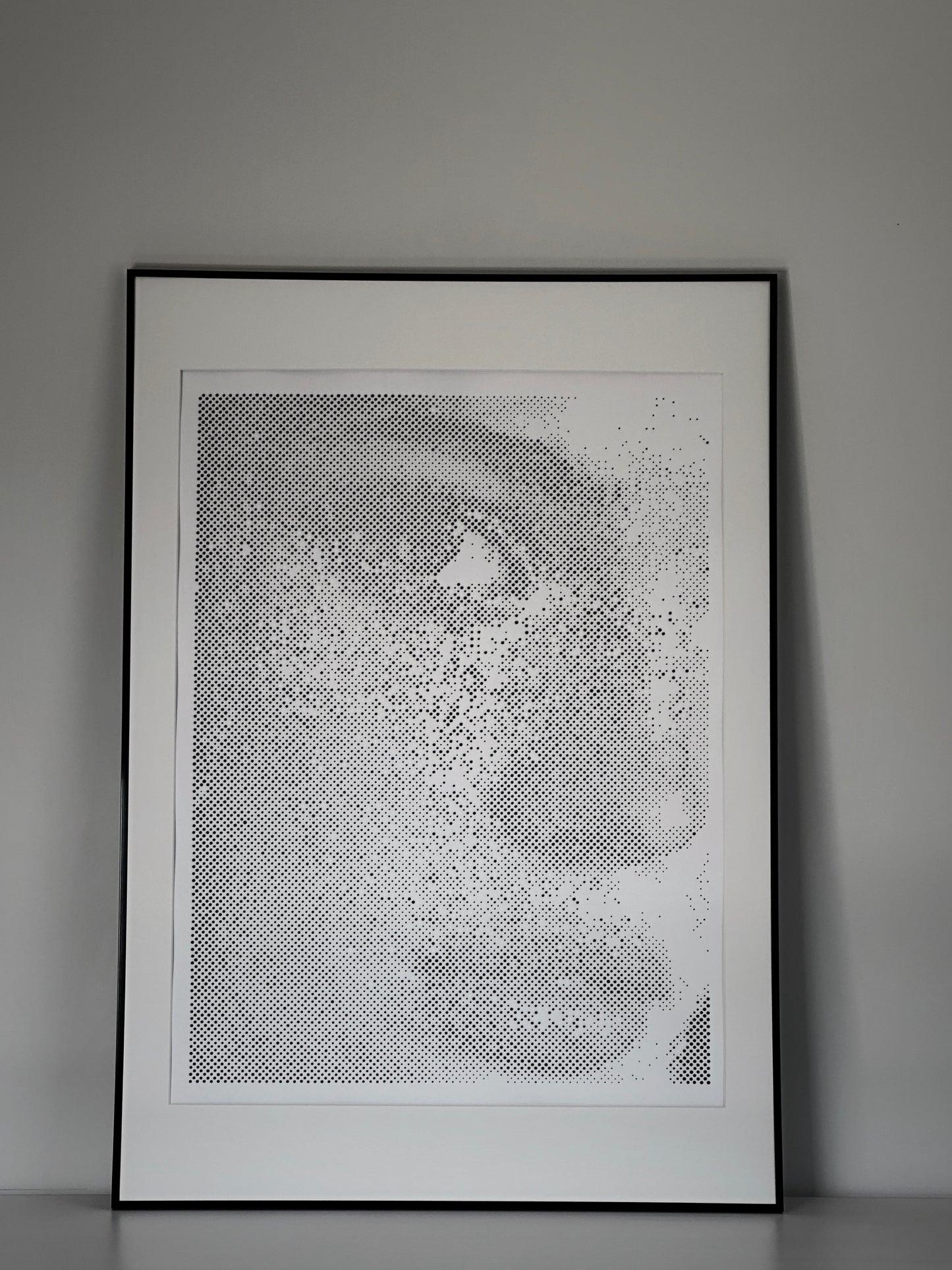 Original dot art portrait displayed in room – KARU Studio