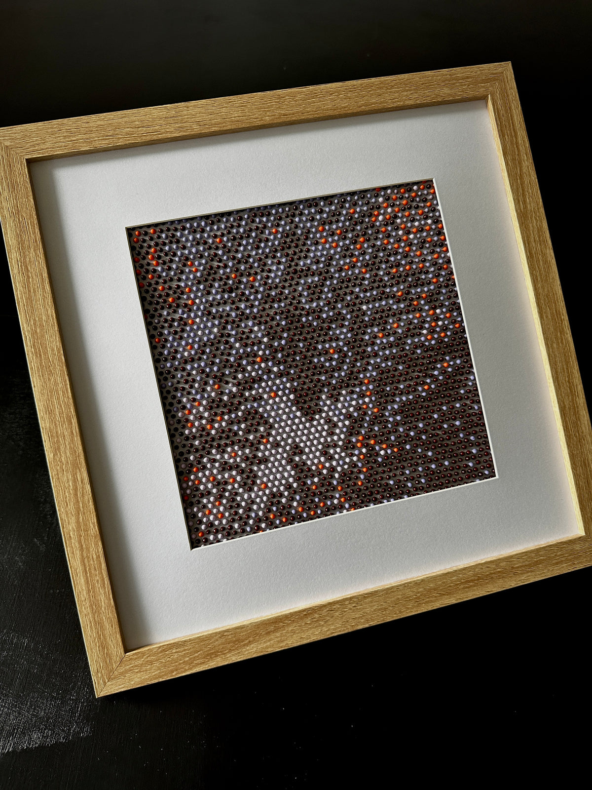 Original Textured Abstract Dot Painting | Violet, Brown & Peach