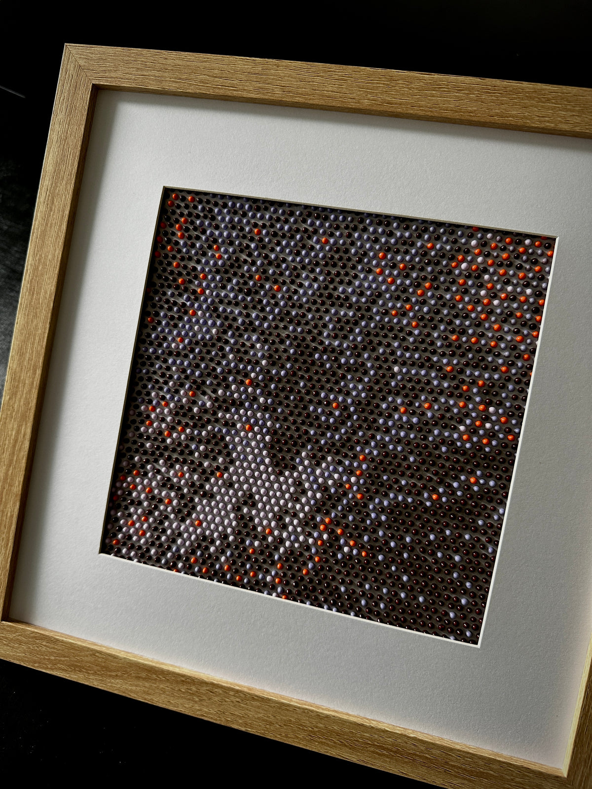 Original Textured Abstract Dot Painting | Violet, Brown & Peach