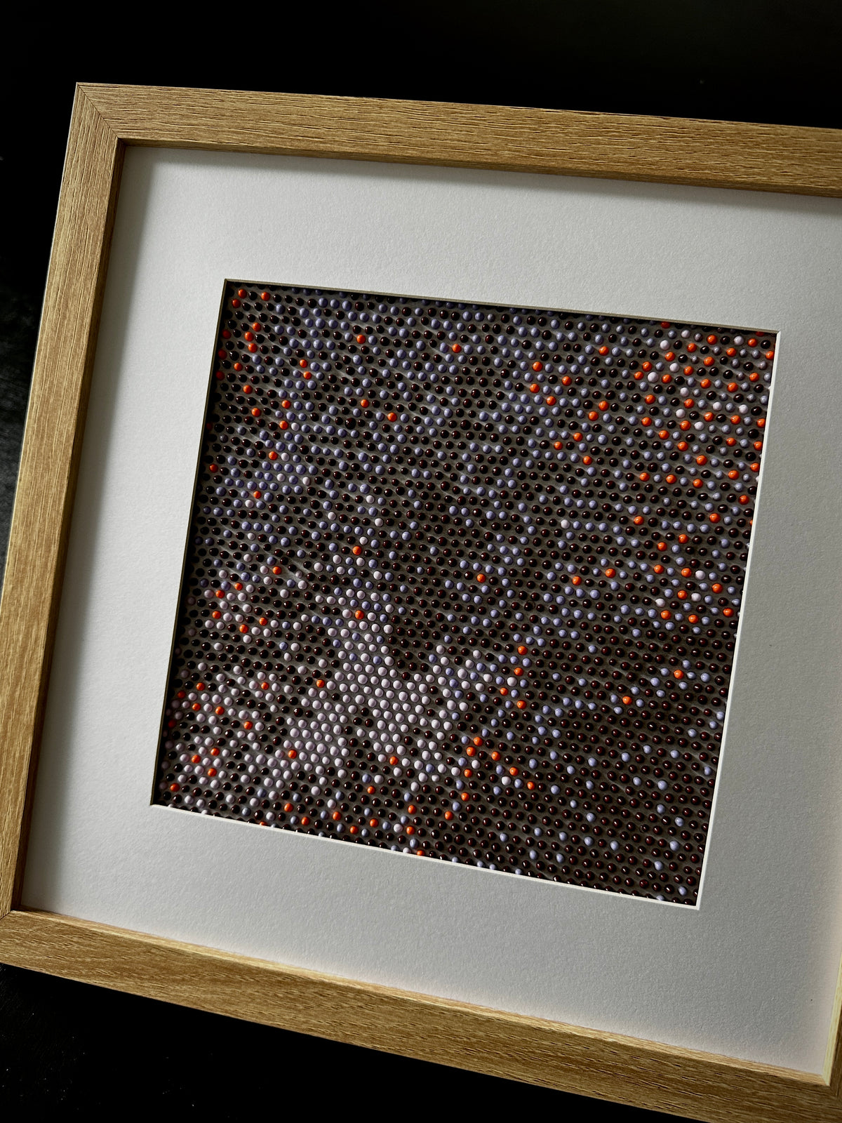 Original Textured Abstract Dot Painting | Violet, Brown & Peach