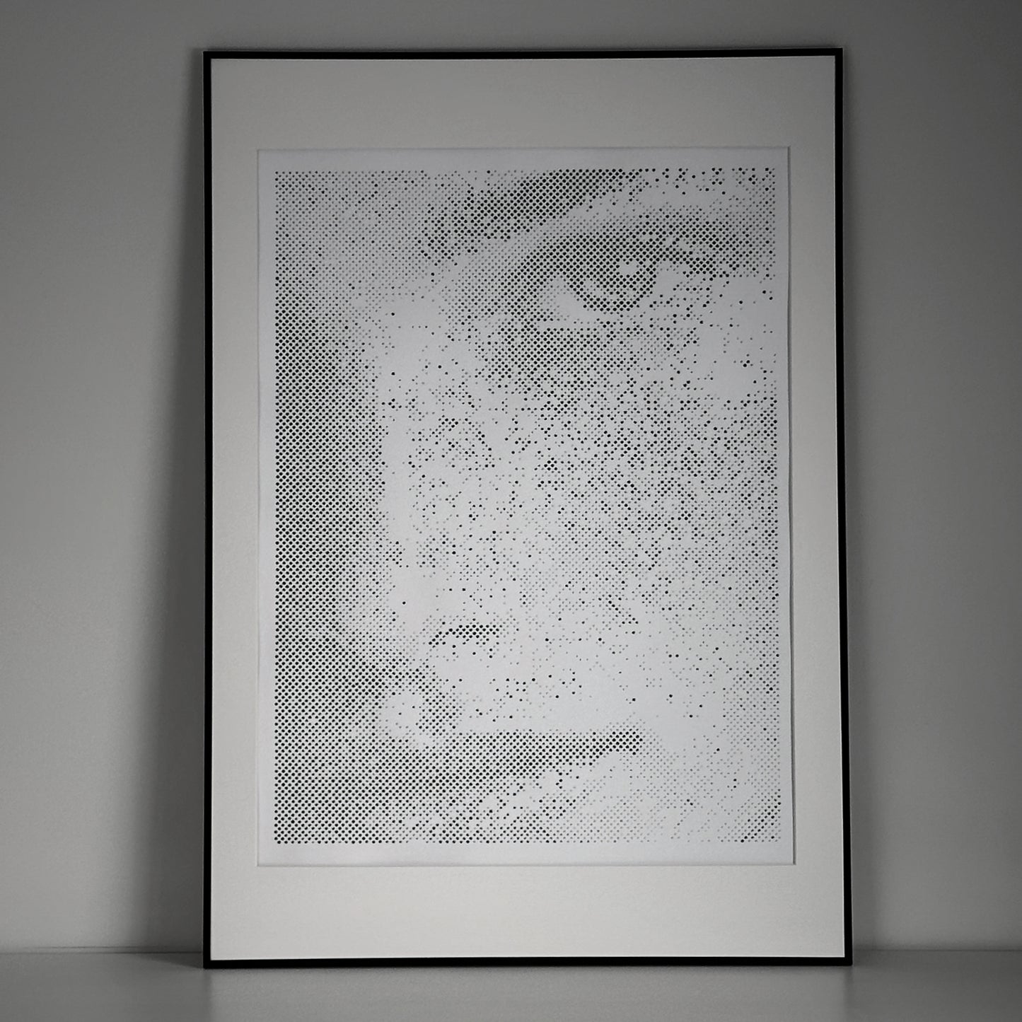 Abstract portrait painting – identity under pressure – original dot art by KARU Studio