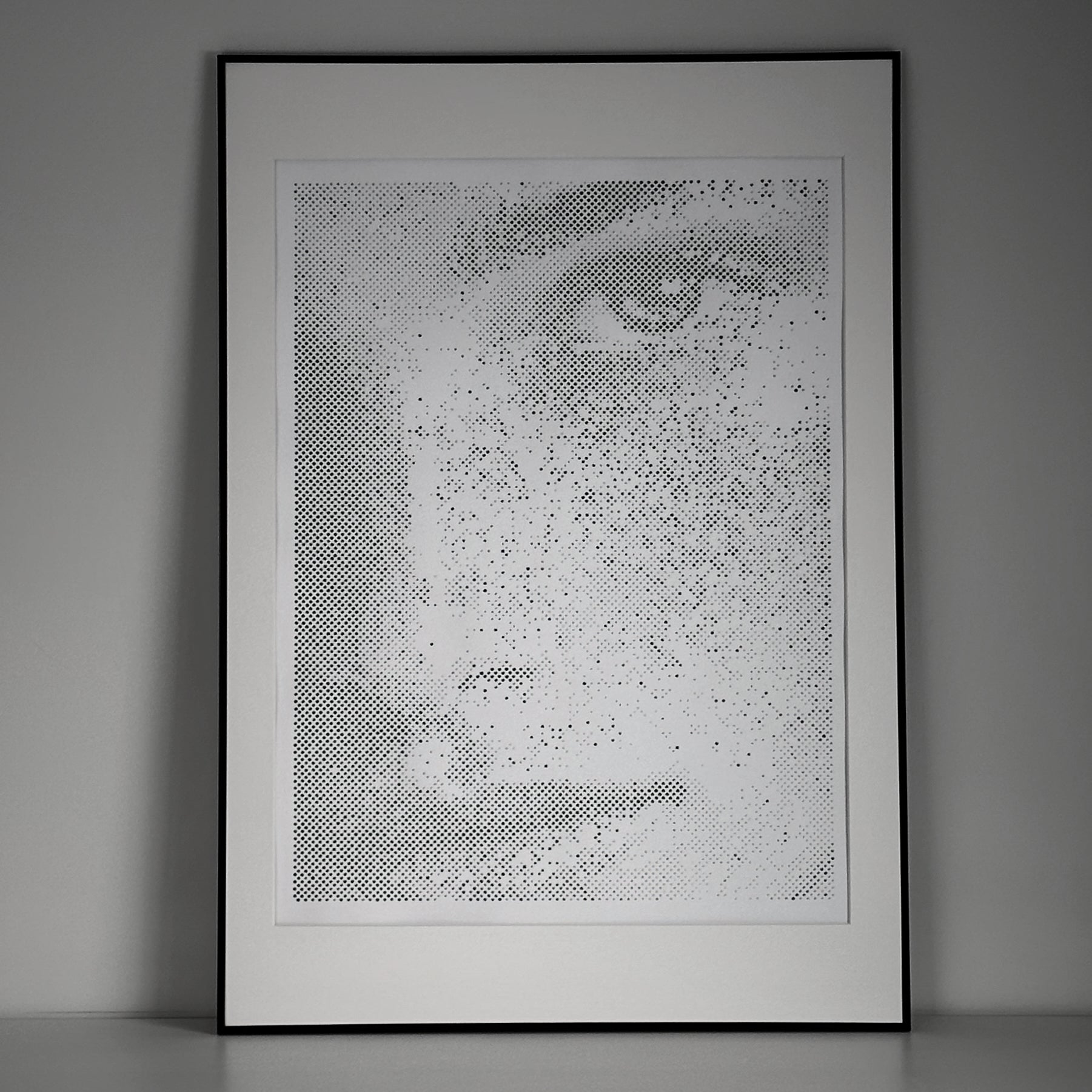 Abstract portrait painting – identity under pressure – original dot art by KARU Studio
