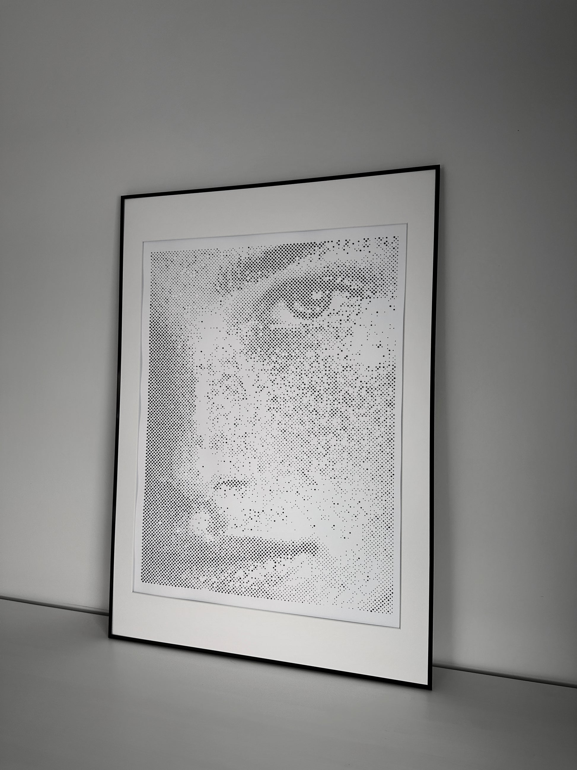 Original abstract portrait painting displayed in room – KARU Studio