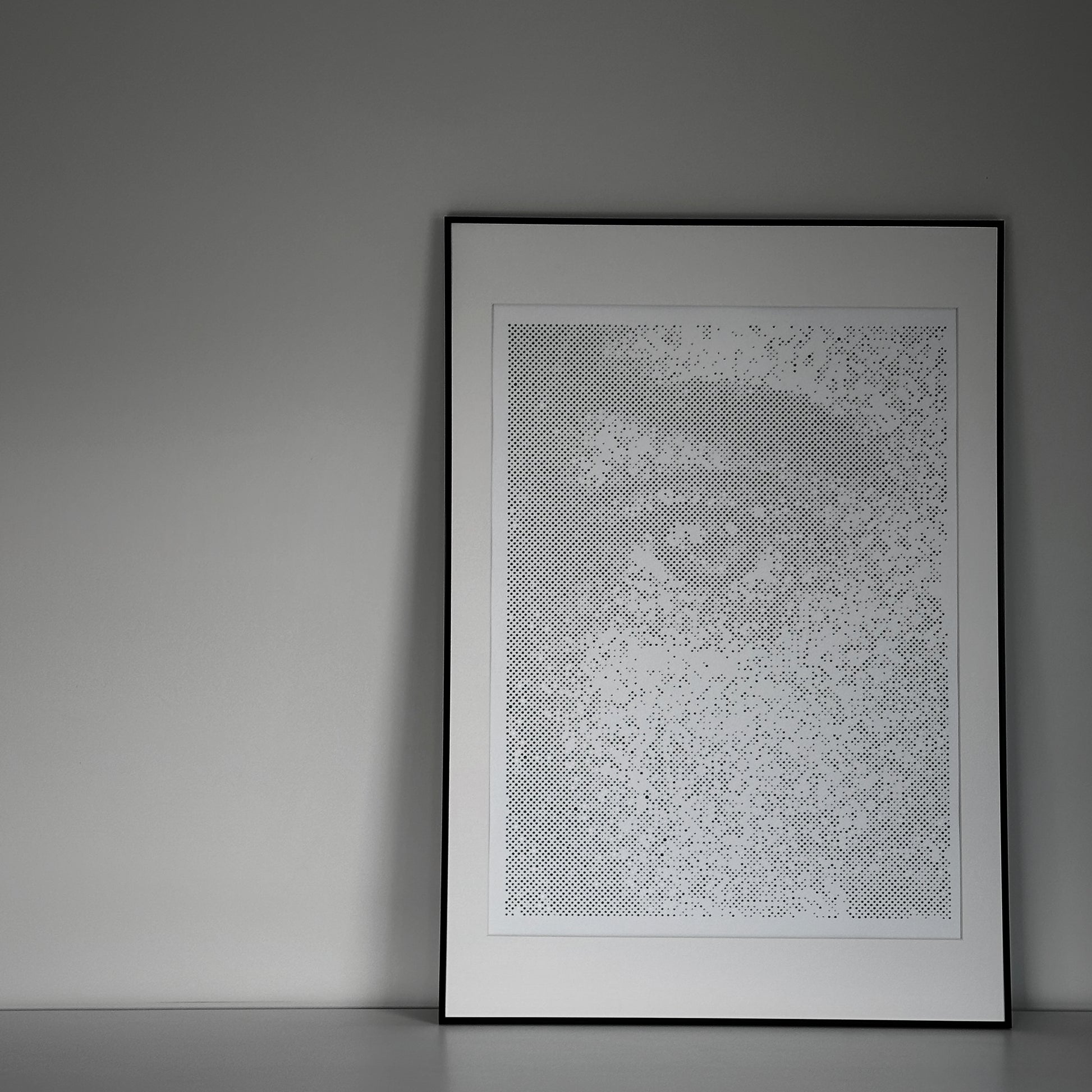 Original dot portrait painting – desire and restraint – handmade artwork by KARU Studio