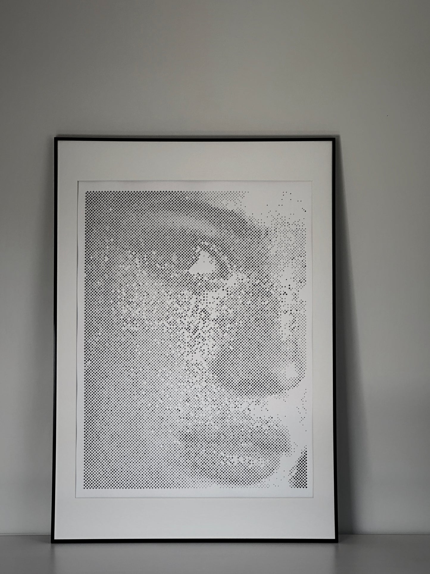 Original dot art portrait displayed in room – KARU Studio