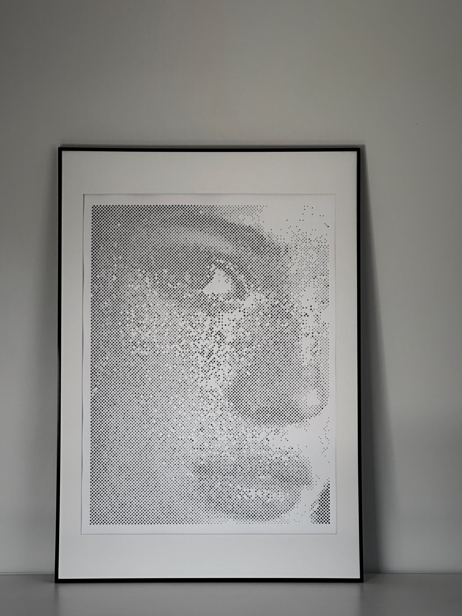 Original dot art portrait displayed in room – KARU Studio
