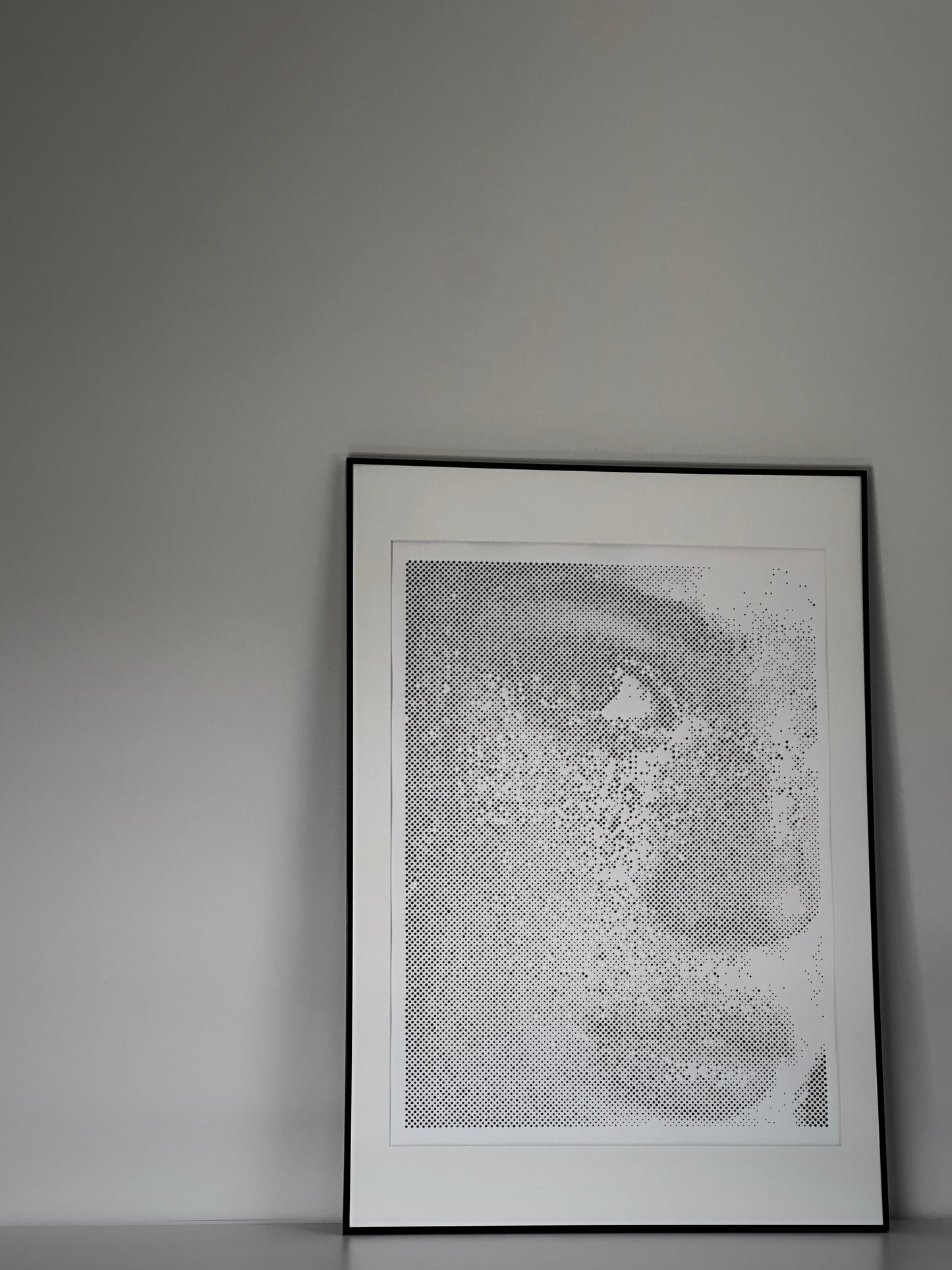 Original dot art portrait displayed in room – KARU Studio