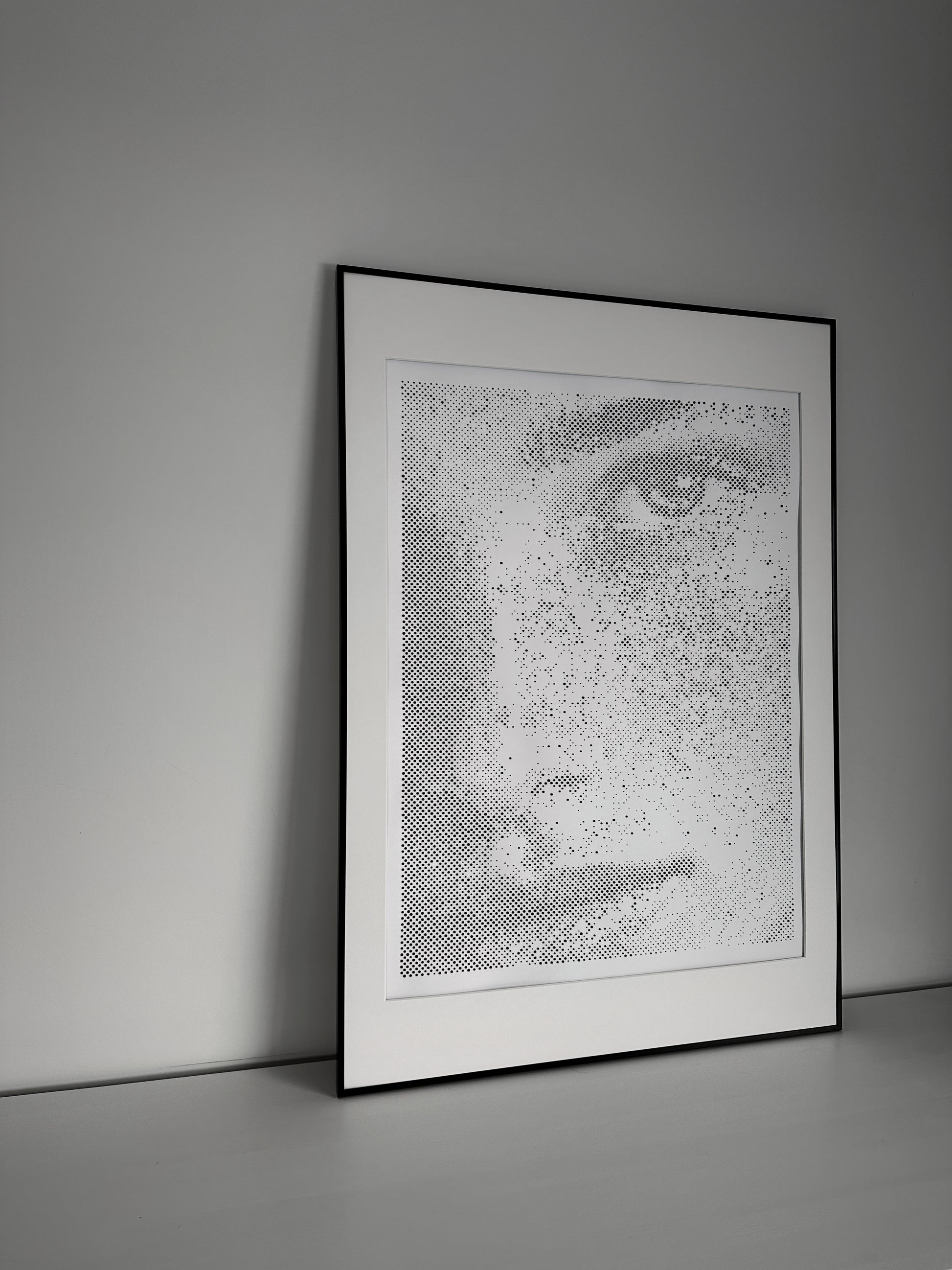 Original abstract portrait painting displayed in room – KARU Studio