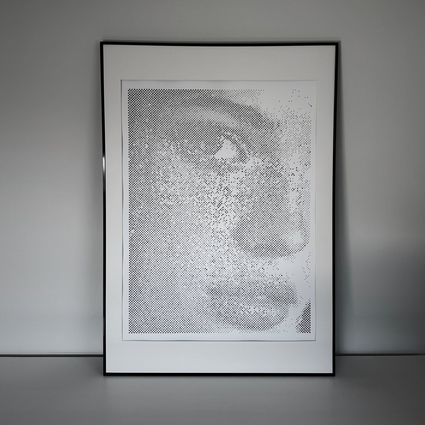 Original dot portrait painting – unstable surface, fragmented identity – KARU Studio