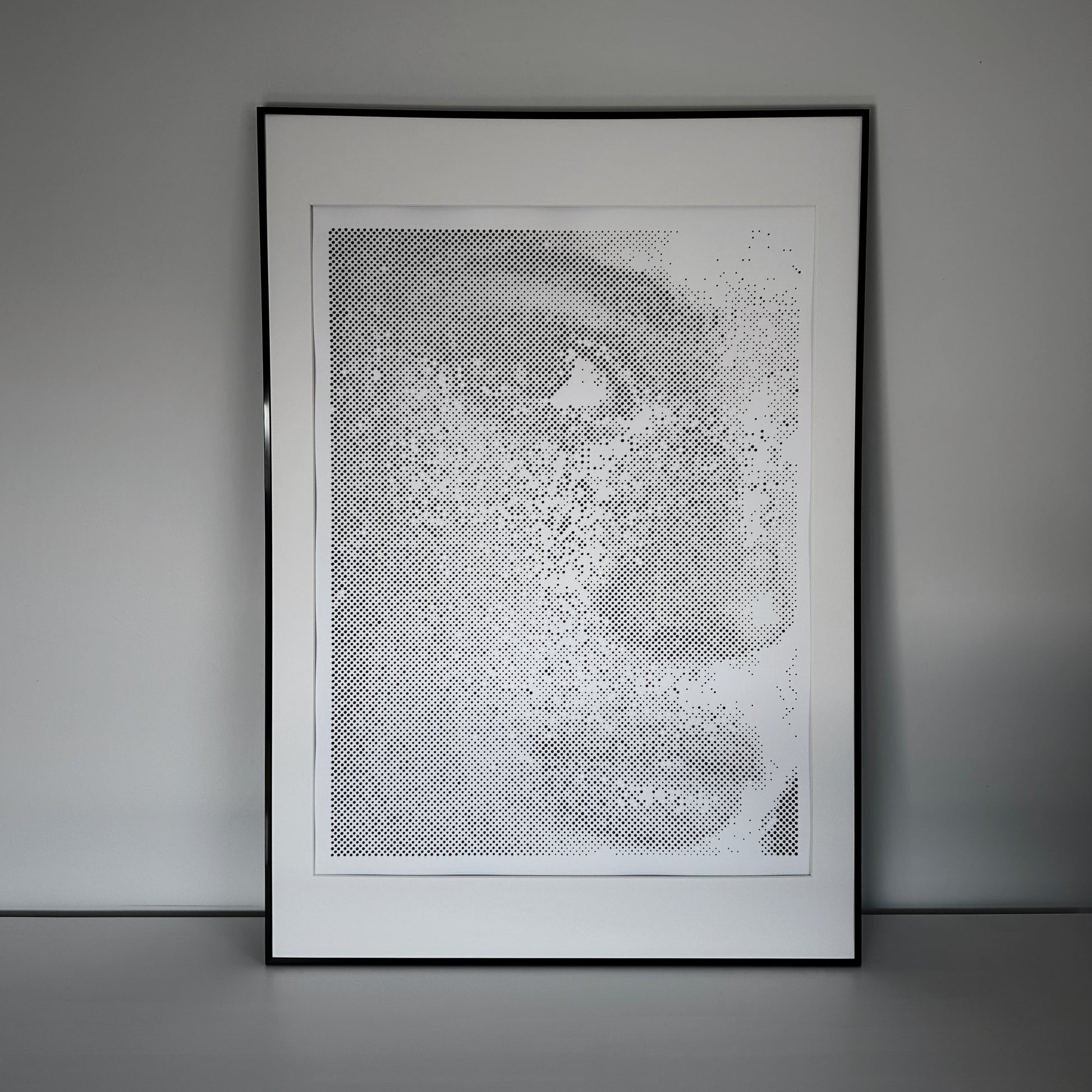Original dot portrait painting – unstable surface, fragmented identity – KARU Studio