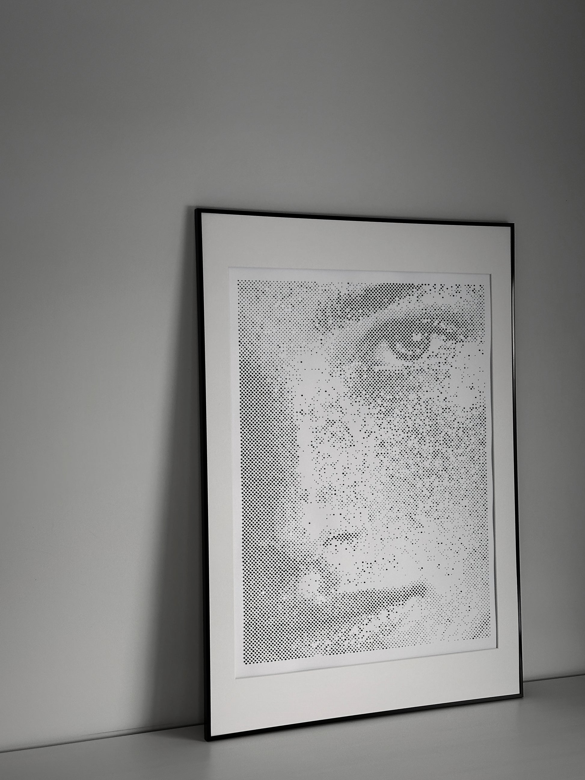 Original abstract portrait painting displayed in room – KARU Studio