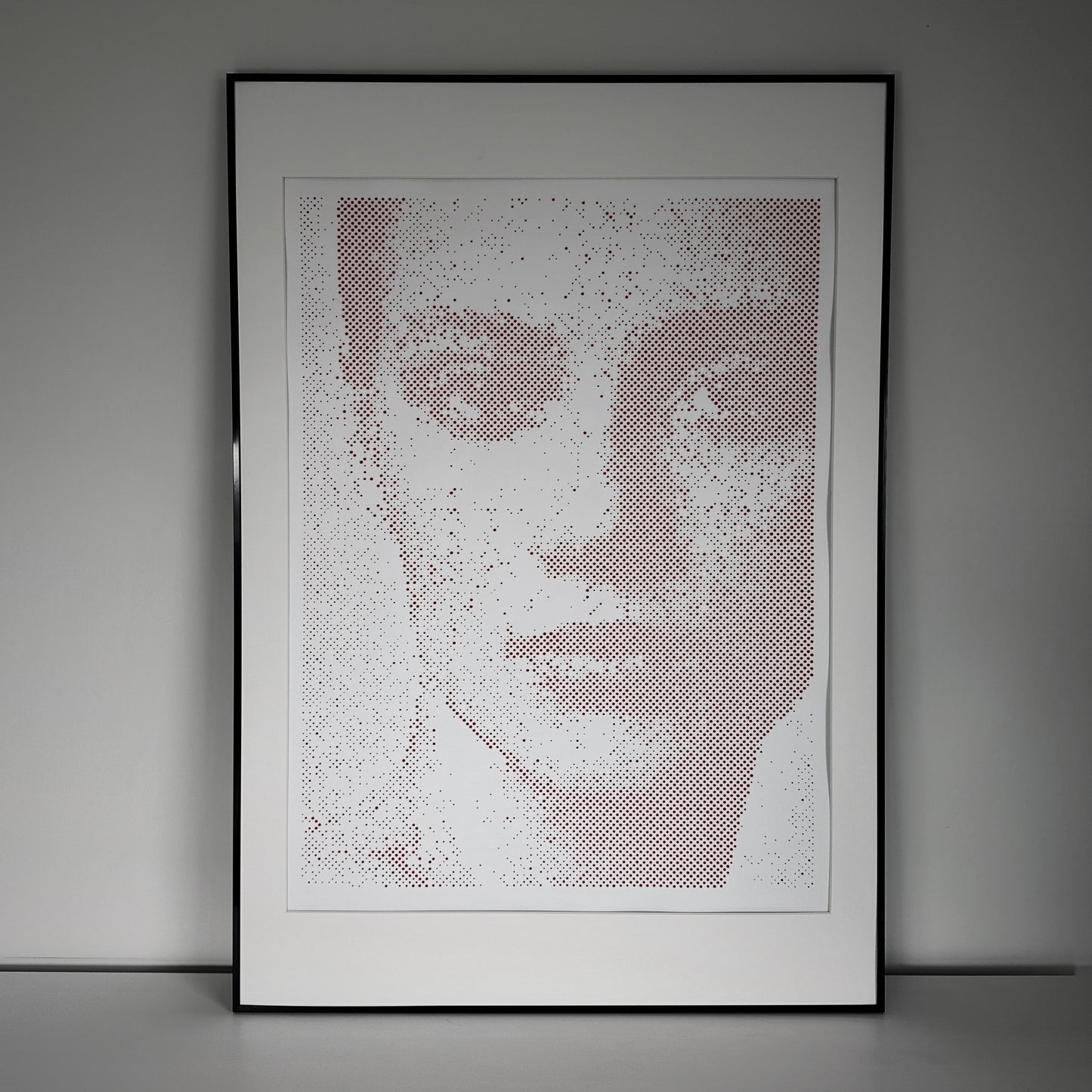 Original dot portrait painting – held position, tension and stillness – KARU Studio