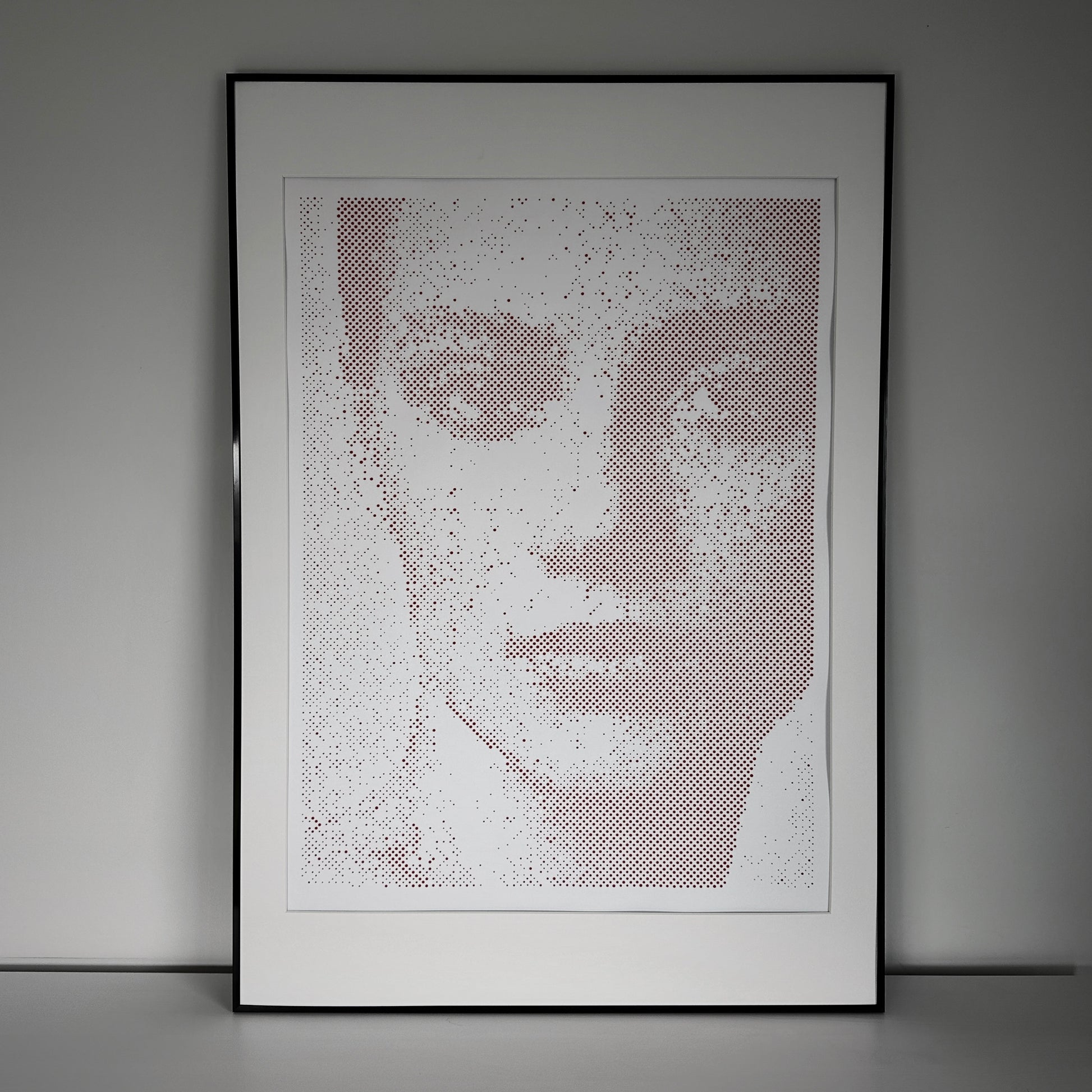 Original dot portrait painting – held position, tension and stillness – KARU Studio
