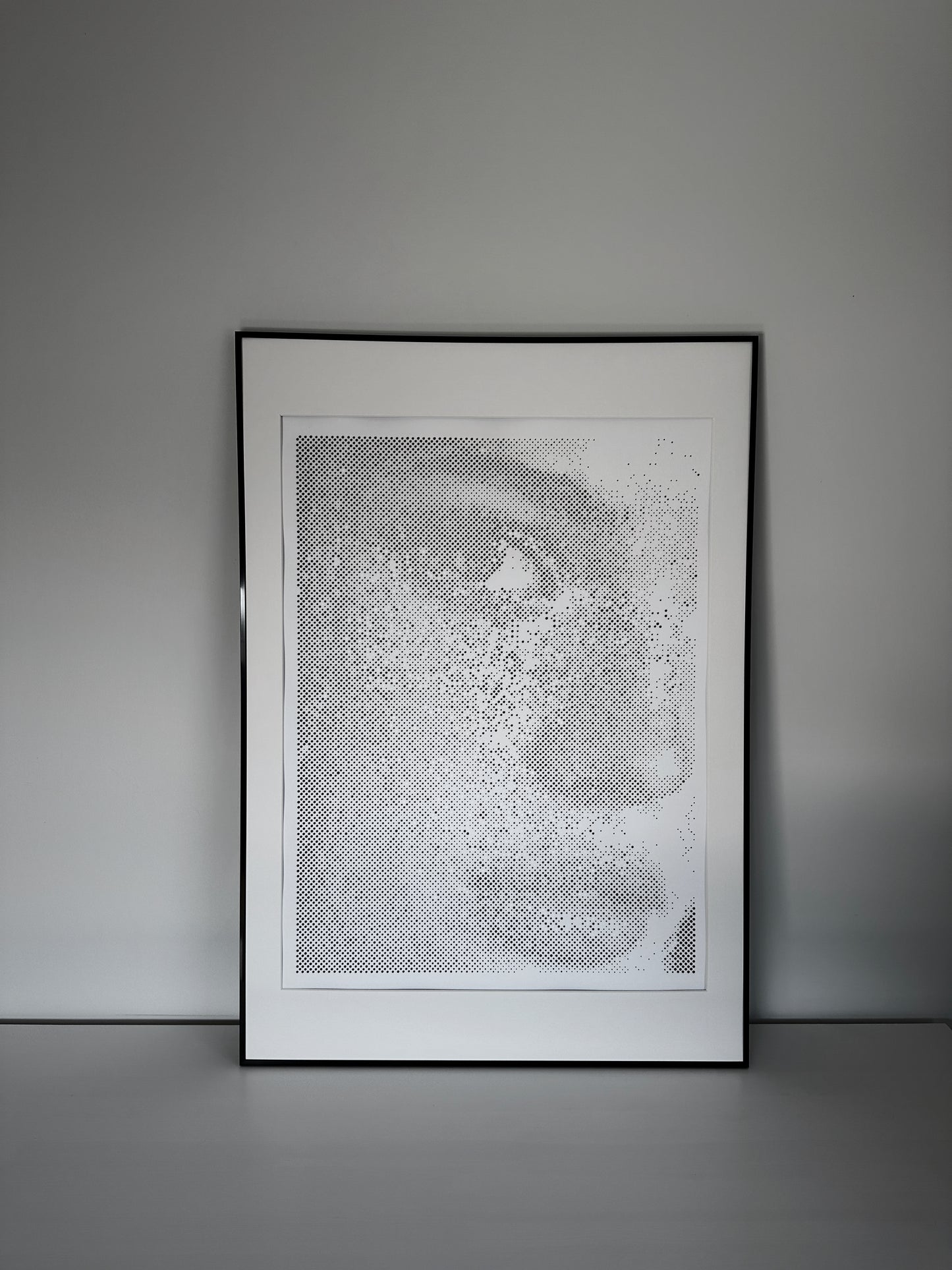 Original dot art portrait displayed in room – KARU Studio