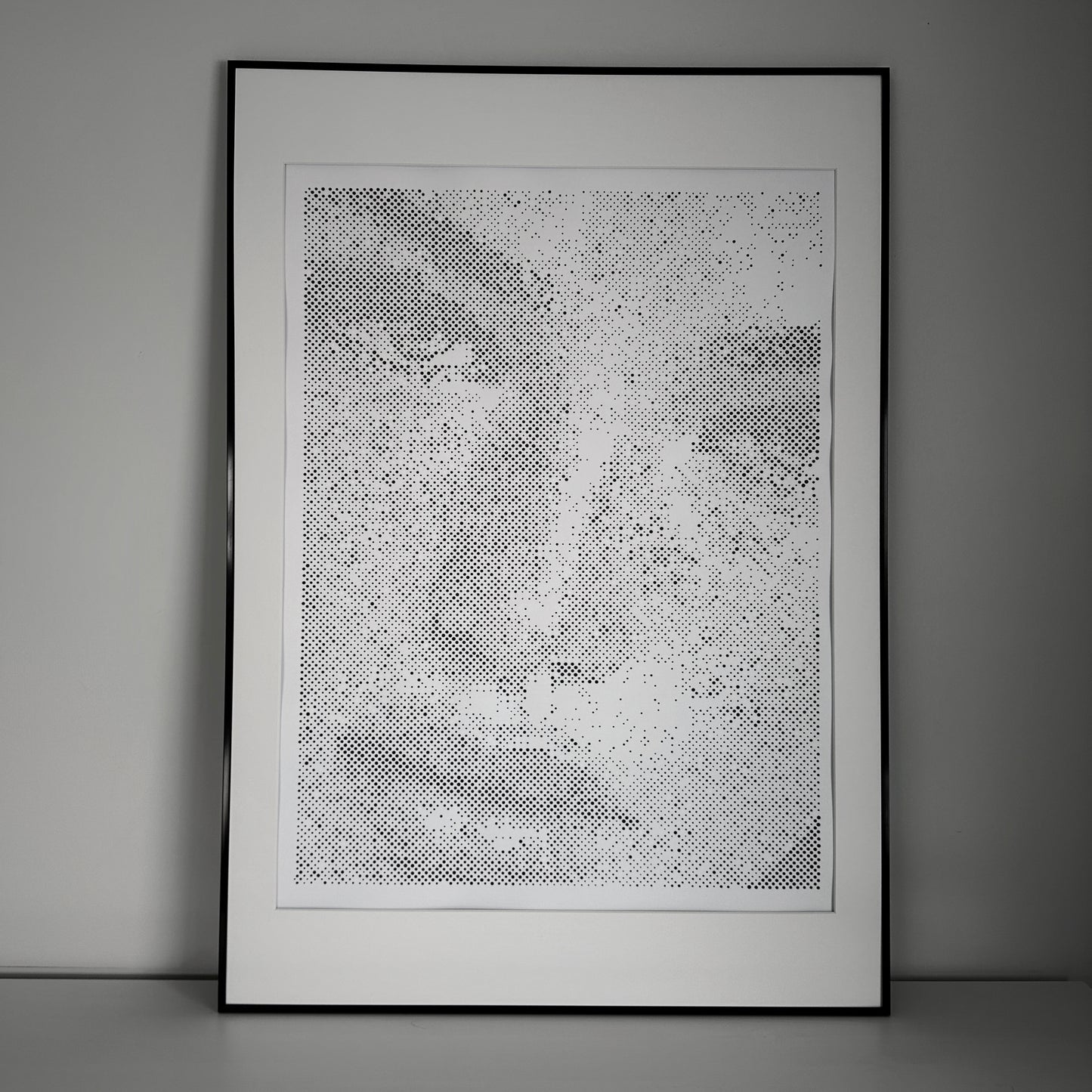 Original wall art portrait painting – disappearance and absence – dot art by KARU Studio